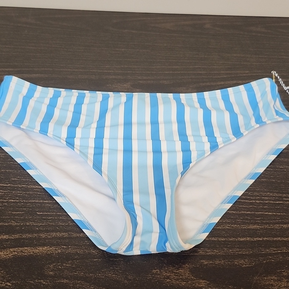 Draper James Awning stripe bikini mid rise bottom NWT NEW